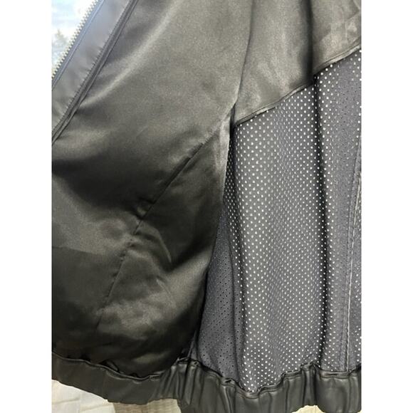Michael Kors Women Black Faux Leather Bomber Perforated Jacket Sz Large NWT $195 - Picture 7 of 13